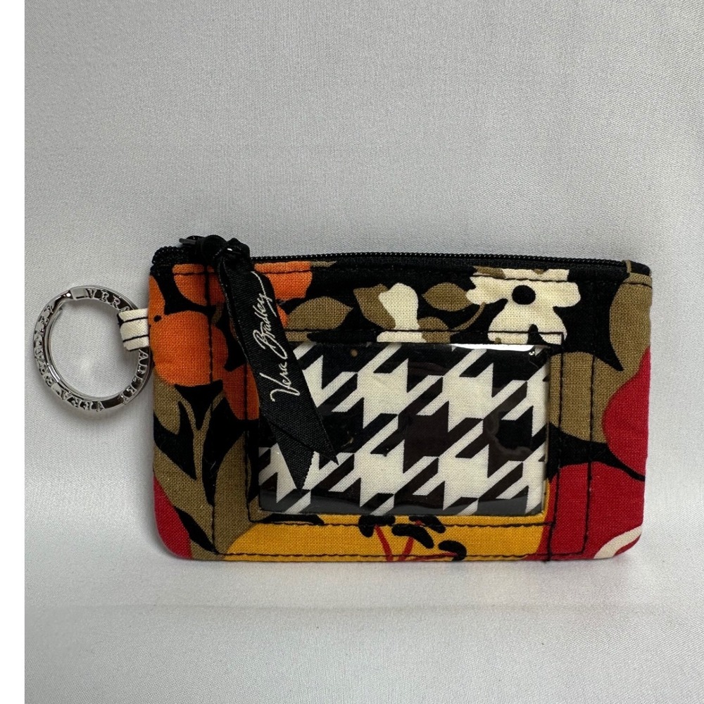 Vera Bradley Bittersweet Zipper ID Card Coin Bag With Key Chain